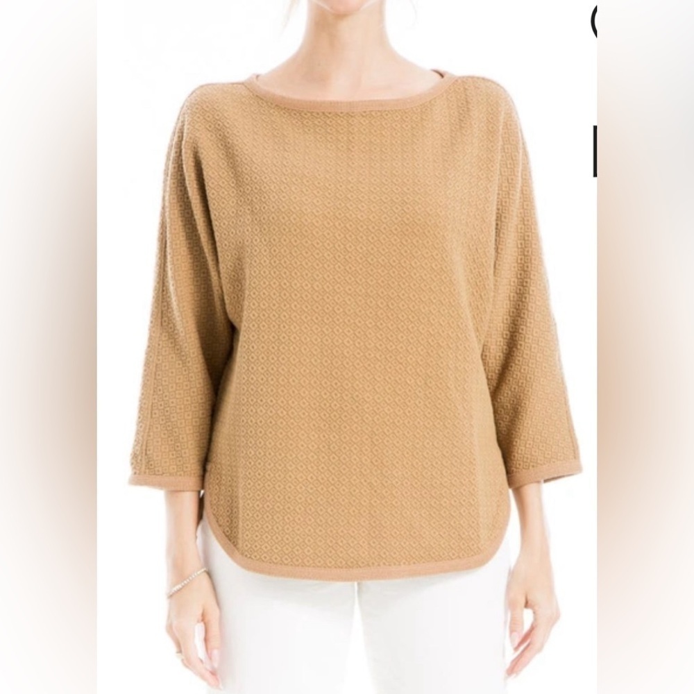 Max Studio Camel Textured Short Sleeve Top